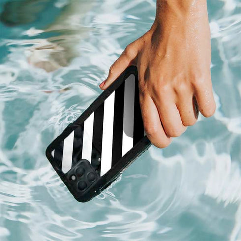 Black and White Geometric Stripes iPhone 11 Pro Max Waterproof Case