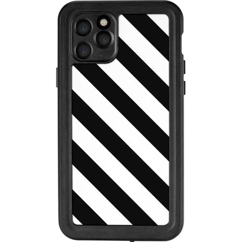 Black and White Geometric Stripes iPhone 11 Pro Waterproof Case