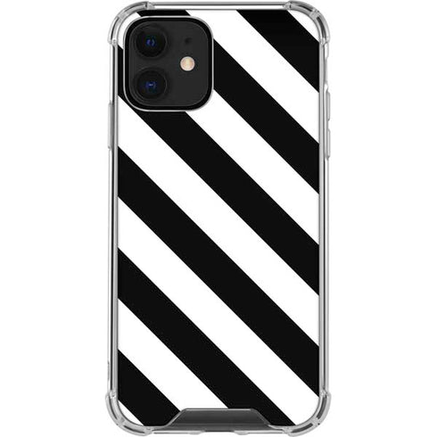 Black and White Geometric Stripes iPhone 12 Clear Case