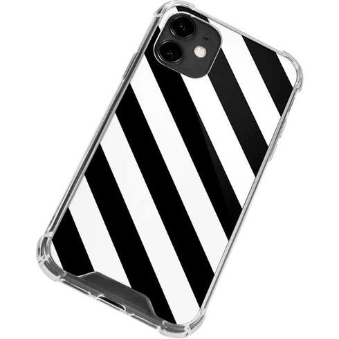 Black and White Geometric Stripes iPhone 12 Clear Case