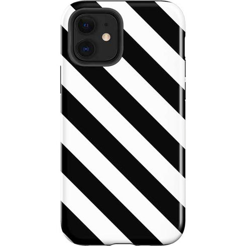 Black and White Geometric Stripes iPhone 12 Impact Case
