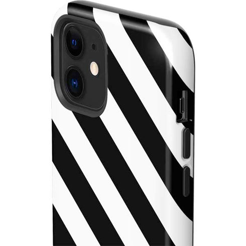 Black and White Geometric Stripes iPhone 12 Impact Case