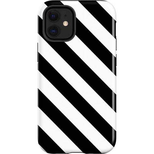 Black and White Geometric Stripes iPhone 12 Mini Impact Case