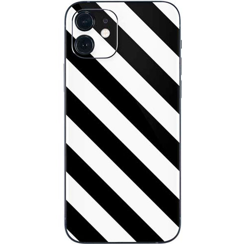 Black and White Geometric Stripes iPhone 12 Mini Skin