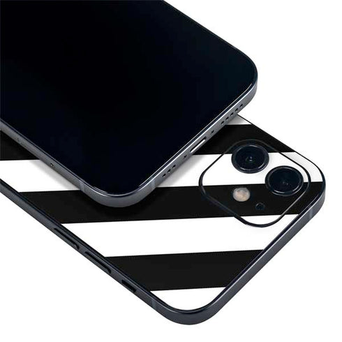 Black and White Geometric Stripes iPhone 12 Mini Skin