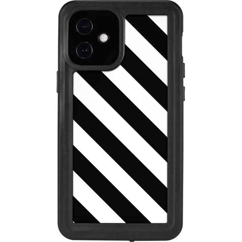 Black and White Geometric Stripes iPhone 12 Mini Waterproof Case