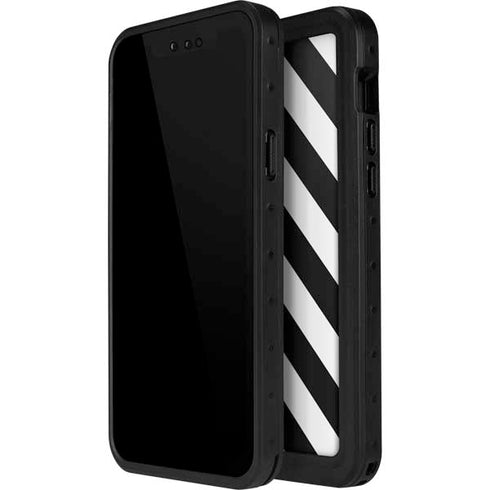 Black and White Geometric Stripes iPhone 12 Mini Waterproof Case