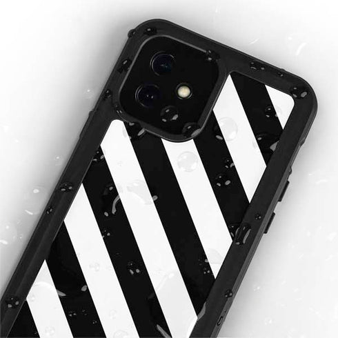 Black and White Geometric Stripes iPhone 12 Mini Waterproof Case