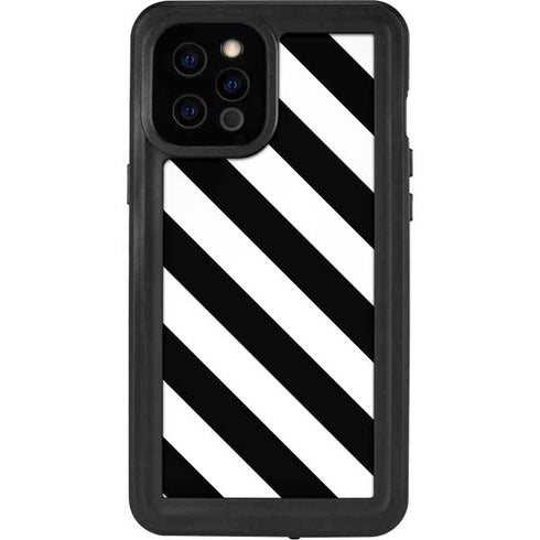 Black and White Geometric Stripes iPhone 12 Pro Max Waterproof Case