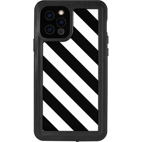 Black and White Geometric Stripes iPhone 12 Pro Waterproof Case