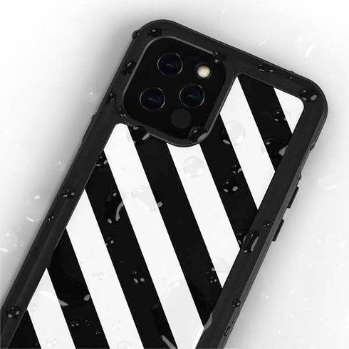 Black and White Geometric Stripes iPhone 12 Pro Waterproof Case