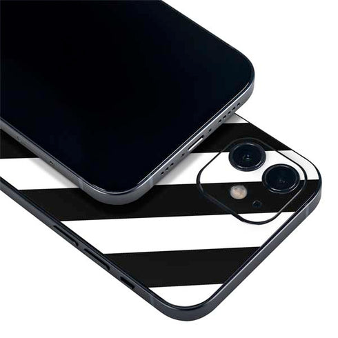 Black and White Geometric Stripes iPhone 12 Skin