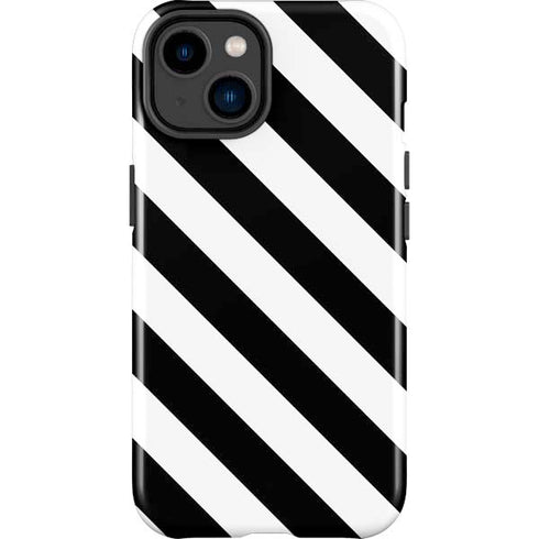 Black and White Geometric Stripes iPhone 15 Plus Impact Case