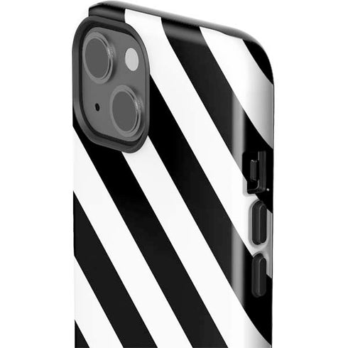 Black and White Geometric Stripes iPhone 15 Plus Impact Case