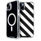Black and White Geometric Stripes iPhone 15 Plus MagSafe Case