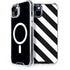 Black and White Geometric Stripes iPhone 15 Plus MagSafe Case