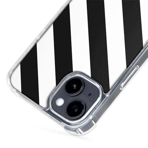 Black and White Geometric Stripes iPhone 15 Plus MagSafe Case