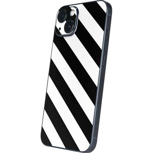Black and White Geometric Stripes iPhone 15 Plus Skin