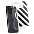 Black and White Geometric Stripes iPhone 15 Pro MagSafe Case