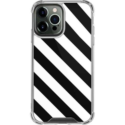 Black and White Geometric Stripes iPhone 14 Pro Max Clear Case