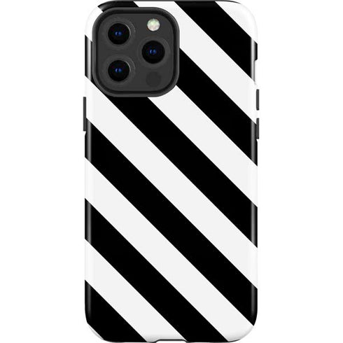 Black and White Geometric Stripes iPhone 15 Pro Max Impact Case