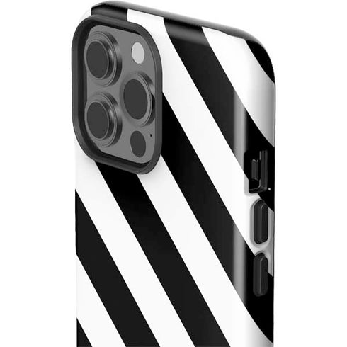 Black and White Geometric Stripes iPhone 15 Pro Max Impact Case