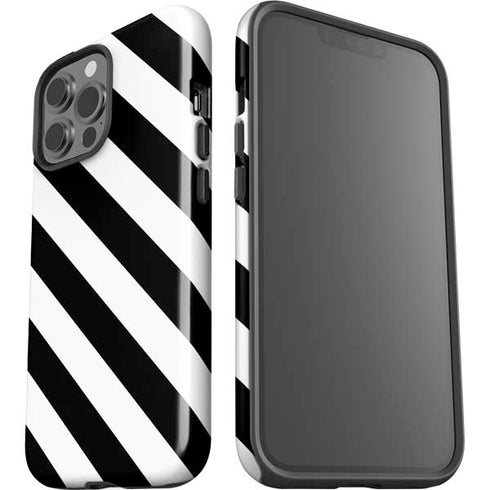 Black and White Geometric Stripes iPhone 15 Pro Max Impact Case