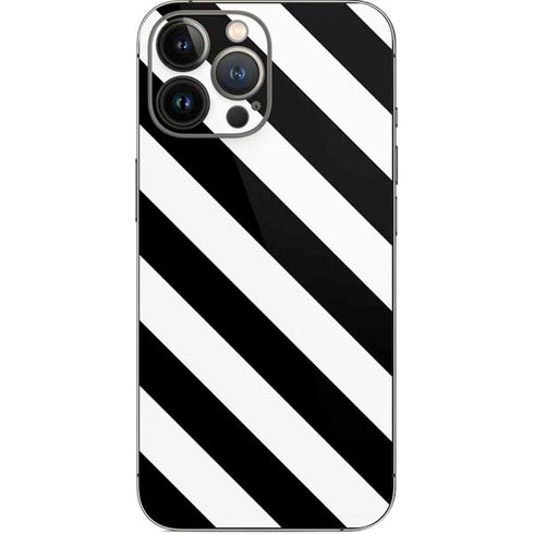 Black and White Geometric Stripes iPhone 14 Pro Max Skin
