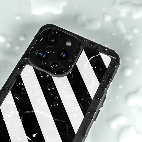 Black and White Geometric Stripes iPhone 14 Pro Max Waterproof Case