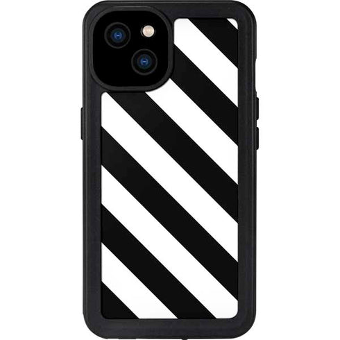 Black and White Geometric Stripes iPhone 15 Plus Waterproof Case