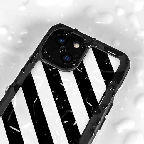 Black and White Geometric Stripes iPhone 15 Plus Waterproof Case