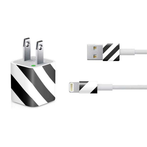 Black and White Geometric Stripes iPhone Charger (5W USB) Skin