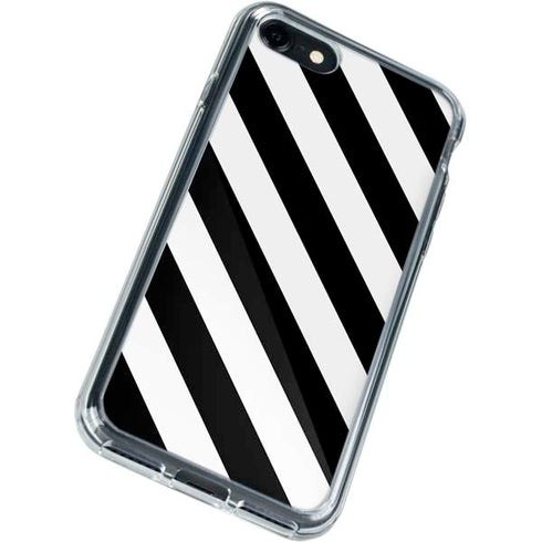 Black and White Geometric Stripes iPhone SE (2nd & 3rd Gen) Clear Case