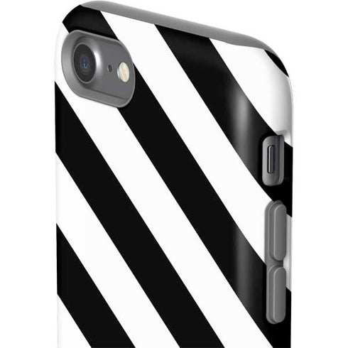 Black and White Geometric Stripes iPhone SE (2nd & 3rd Gen) Pro Case