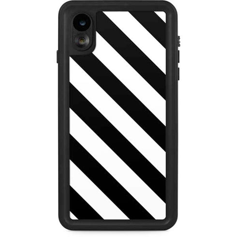 Black and White Geometric Stripes iPhone XR Waterproof Case