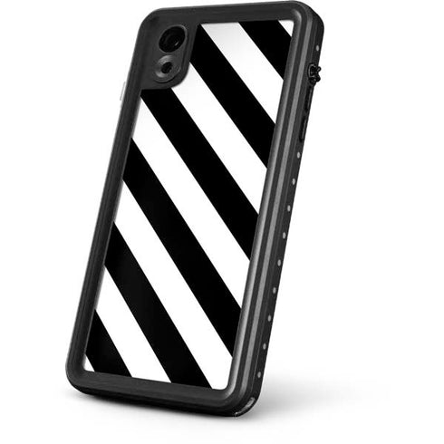 Black and White Geometric Stripes iPhone XR Waterproof Case