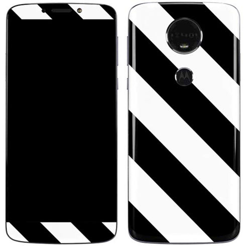 Black and White Geometric Stripes Moto E5 Plus Skin