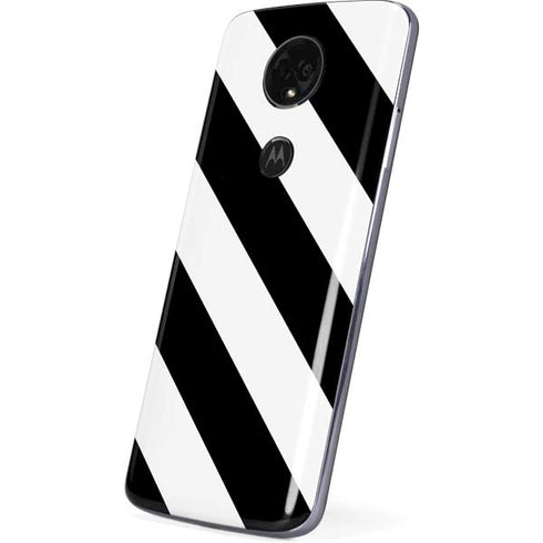 Black and White Geometric Stripes Moto E5 Plus Skin