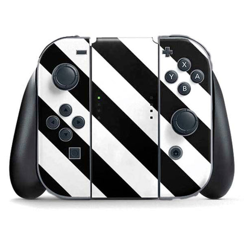 Black and White Geometric Stripes Nintendo Switch (2017-2021) Joy-Con Controller Skin