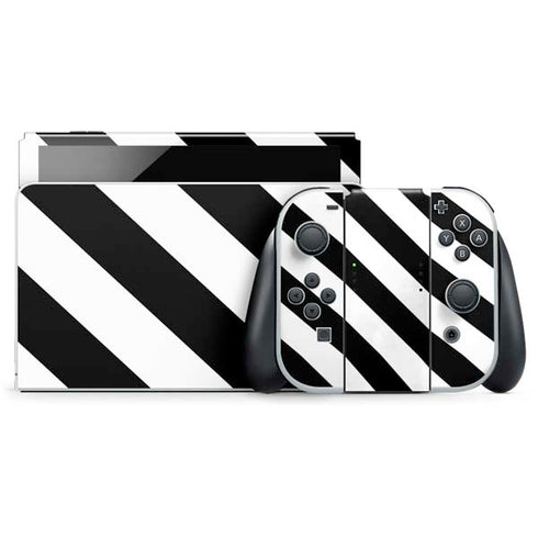 Black and White Geometric Stripes Nintendo Switch OLED (2021) Skin