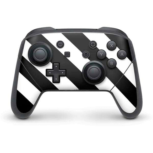 Black and White Geometric Stripes Nintendo Switch Pro Controller Skin