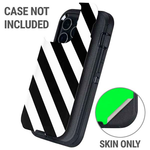 Black and White Geometric Stripes Otterbox Defender iPhone Skin