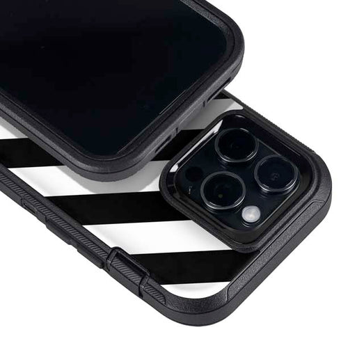 Black and White Geometric Stripes Otterbox Defender iPhone Skin