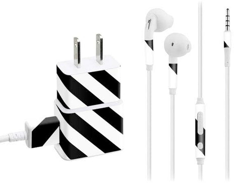 Black and White Geometric Stripes Phone Charger Skin