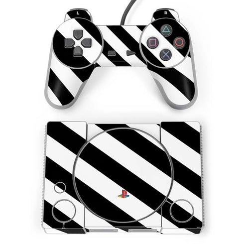 Black and White Geometric Stripes PlayStation Classic Bundle Skin
