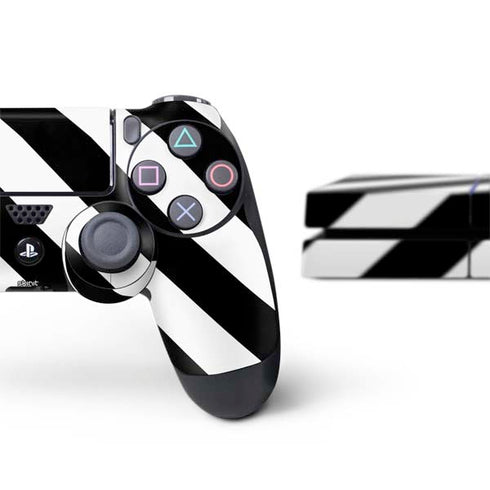 Black and White Geometric Stripes PS4 Console and Controller Bundle Skin