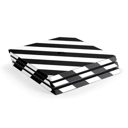 Black and White Geometric Stripes PS4 Pro Console Skin