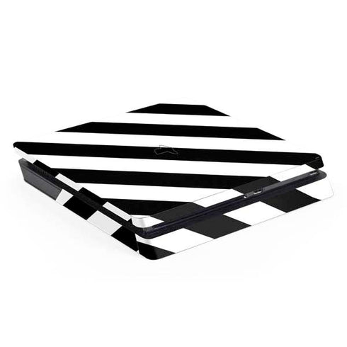 Black and White Geometric Stripes PS4 Slim Skin