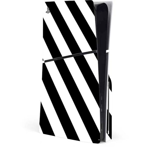Black and White Geometric Stripes PS5 Slim Disk Console Skin
