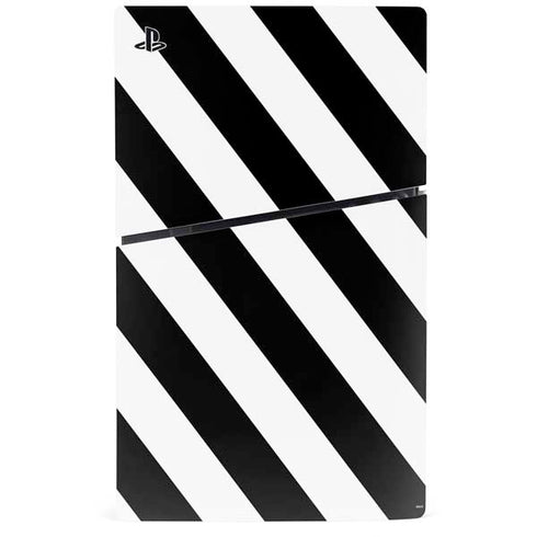 Black and White Geometric Stripes PS5 Slim Digital Edition Console Skin